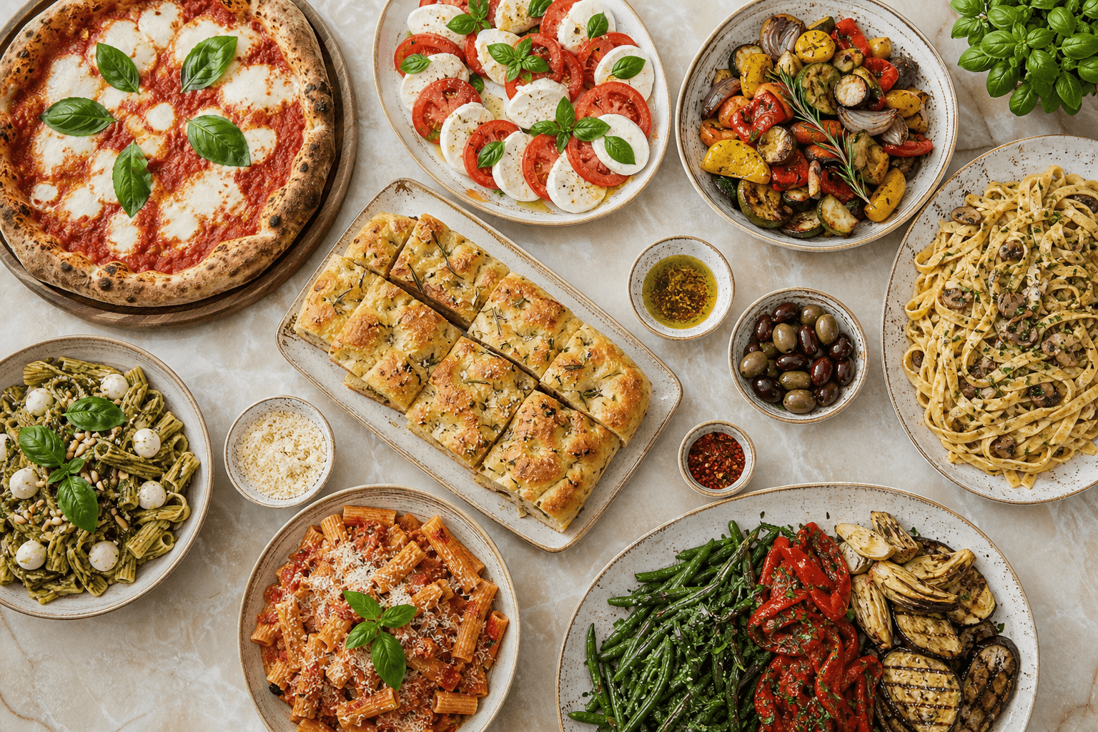 A varied corporate catering spread ready for a team meal